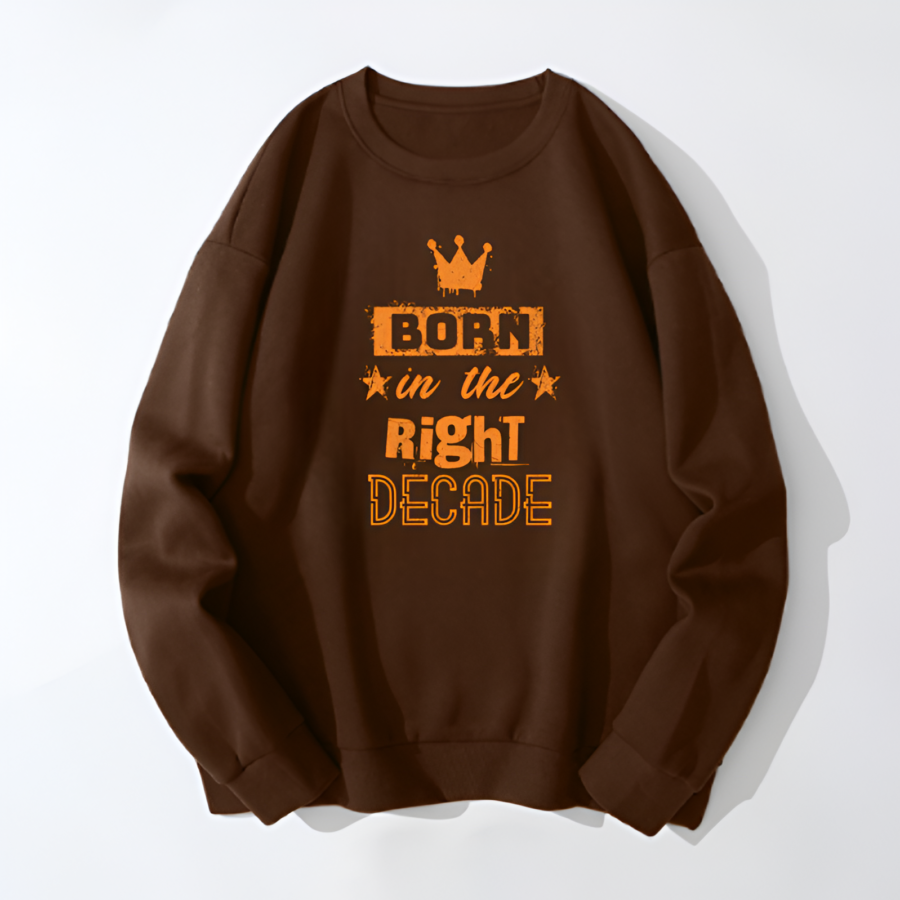Men Sweatshirt Crew Neck Brown