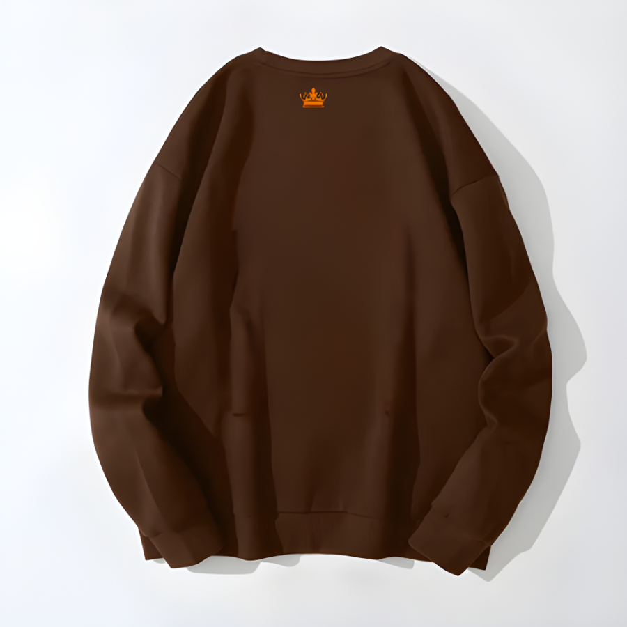Men Sweatshirt Crew Neck Brown